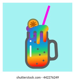 Fresh rainbow smoothie in a jar (vector).