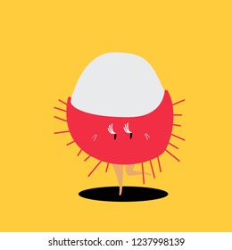 Fresh rambutan cartoon character vector