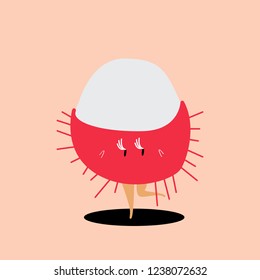 Fresh rambutan cartoon character vector