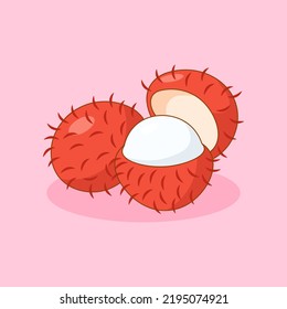 Fresh Rambutan Fruit Doodle Illustration