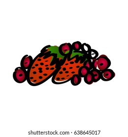 Fresh raspberries Vector illustration