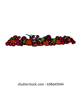 Fresh raspberries Vector illustration