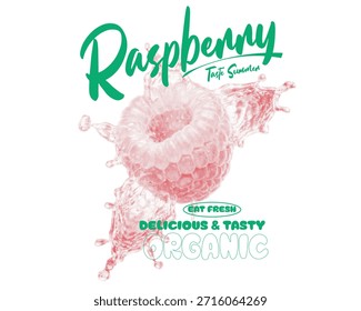 Fresh raspberry artwork. summer fruit prints. Fruit vintage t-shirt design. Organic fruit market. raspberry fruit print. girls graphic tee print design, women's vector graphics tees design