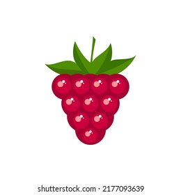 Fresh raspberry fruit vector color icon. EPS 10. Berry fruits illustration. Vegetarian menu. Vegan, healthy food. Can be used for topics like freshness, detox, nutrition, restaurant, market.