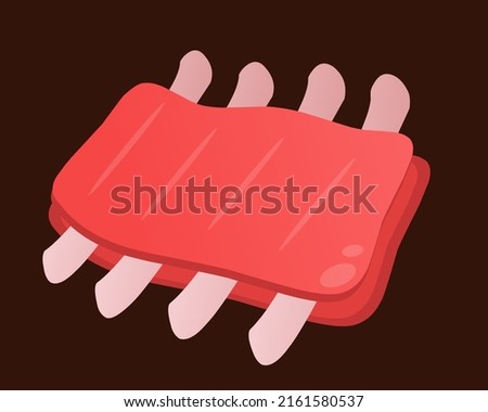 fresh raw beef ribs vector with bones still attached to the red meat