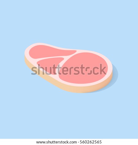 Fresh raw beef steak icon. Vector isometric illustration of meat piece.