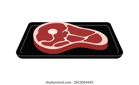 Fresh raw beef steak served on black food tray, highlighting high protein carnivore diet and premium butcher shop meat quality.