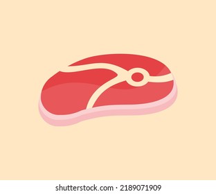 Fresh Raw Beef Steak, Sliced Raw Pork Meat, Marbled Beef, Logo Design. Pork Slice And Beef Steak Isolated, Butchery Shop Fresh.  Butcher Shop Product. Prime Rib Steak Vector Illustration. 