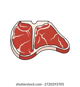 Carne fresca cru carne de vaca T-bone ícone de ilustração vetor em estilo de desenho animado plano isolado