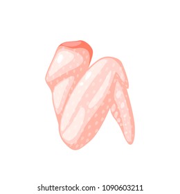 Fresh raw chicken wing. Vector illustration cartoon flat icon isolated on white.