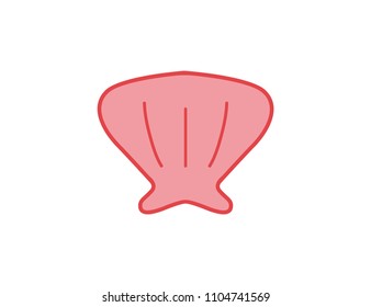 Fresh raw clam isolated icon on white background, top view