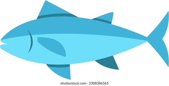 Fresh Raw Fish Cartoon Flat Style Vector Illustration Element