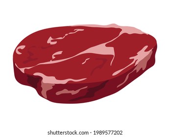 Fresh raw  meat cut piece vector isolated on white background