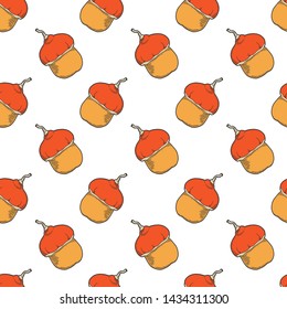 Fresh raw pumpkin. Vector concept in doodle and sketch style. Hand drawn illustration for printing on T-shirts, postcards. Seamless pattern for textile, paper wrap. Texture background.