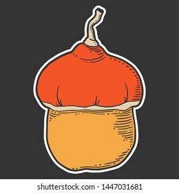 Fresh raw pumpkin. Vector concept in doodle and sketch style. Hand drawn illustration for printing on T-shirts, postcards. Icon and logo idea.