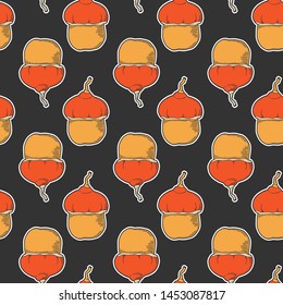 Fresh raw pumpkin. Vector concept in doodle and sketch style. Hand drawn illustration for printing on T-shirts, postcards. Seamless pattern for textile, paper wrap. Texture background.