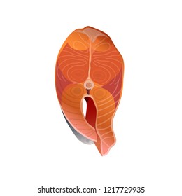Fresh raw salmon fish steak. Vector illustration isolated on the white background