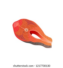 Fresh raw salmon fish steak. Vector illustration isolated on the white background