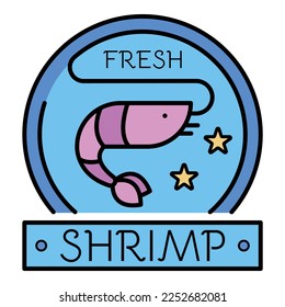 Fresh raw shrimp logo. Outline fresh raw shrimp vector logo color flat isolated on white