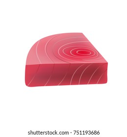 Fresh raw tuna fish steak. Vector illustration isolated on the white background
