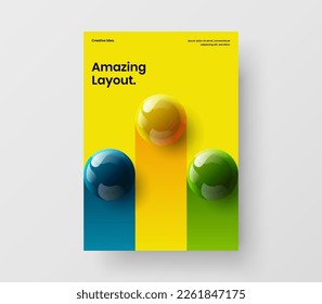 Fresh realistic balls annual report layout. Modern company cover A4 vector design concept.