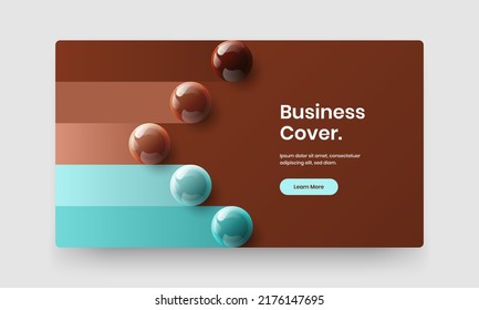 Fresh realistic balls book cover layout. Abstract landing page vector design concept.