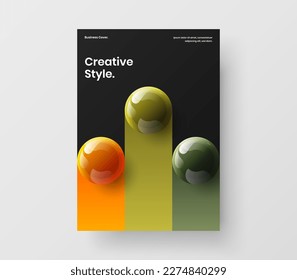 Fresh realistic balls company brochure illustration. Premium booklet design vector concept.