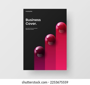 Fresh realistic balls pamphlet template. Vivid company cover vector design layout.