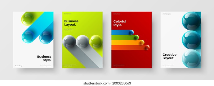 Fresh realistic orbs handbill layout bundle. Premium brochure A4 vector design illustration composition.