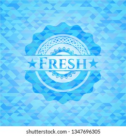 Fresh realistic sky blue emblem. Mosaic background