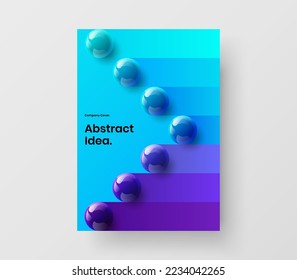 Fresh realistic spheres banner layout. Colorful book cover A4 design vector concept.