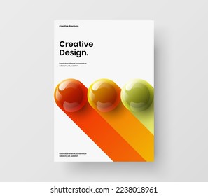 Fresh realistic spheres corporate brochure layout. Amazing catalog cover vector design concept.