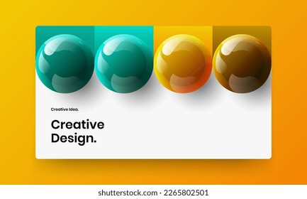 Fresh realistic spheres landing page illustration. Geometric journal cover design vector concept.