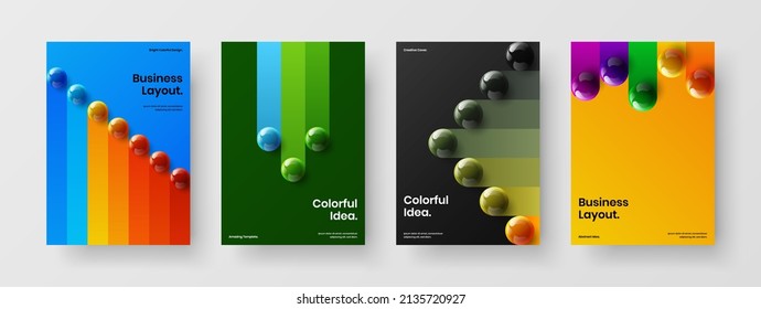 Neue, realistische Kollektion von Broschüren. Kreatives Unternehmen deckt einen Vektorgrafik-Design-Illustrationssatz A4 ab.