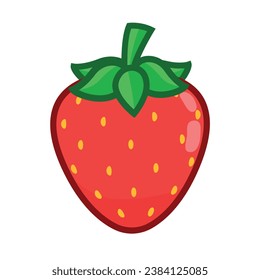 Fresca fresa roja animada. Ilustración vectorial de una baya roja sobre un fondo blanco.