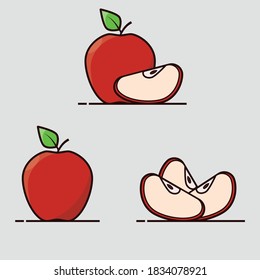 Fresh red apple fruit flat design illustrator
