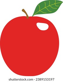 Fresh red apple fruit in flat style