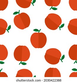 Patrón de manzana roja fresca sin fisuras. diseño plano de fruta. Diseño de papel envolvente, textil, relleno de fondo, ilustración vectorial.