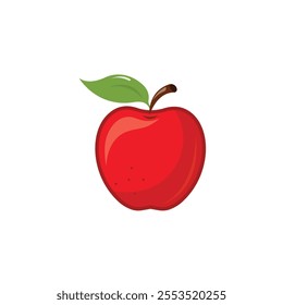 Fresh red apple icon illustration  flat design