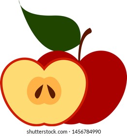 Frischer roter Apfel, Illustration, Vektorgrafik auf weißem Hintergrund