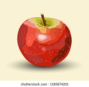 Fresh red apple isolated on light background