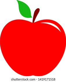 Fresh red apple with leaf on white background