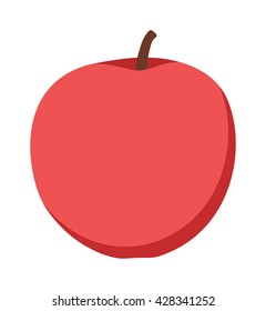 Fresh red apple on white background and red apple vector icon