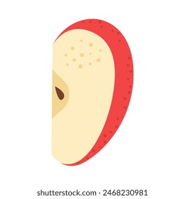 Fresh red apple slice icon. Healthy vegetarian snack, cut apple for design, infographic. Sliced on pieces apple. Hand drawn trendy flat style isolated on white. Vector illustration