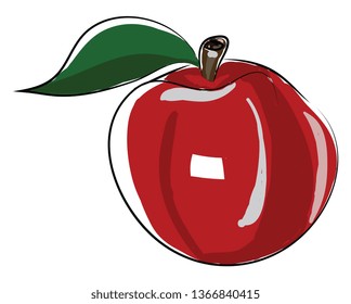 Un vector de manzana roja fresco o una ilustración de color