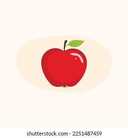 Fresh red apple. Vector illustration.