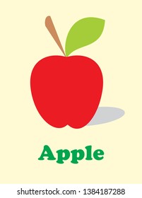 Fresh red apple vector image with green leaves and stems