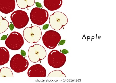 Fresh red apples background. Organic healthy fruit vector.