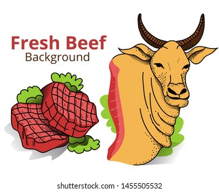 Fresh Red Beef Vector illustration 