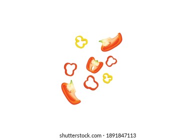 Vector de pimiento rojo fresco (capsicum) Ilustración sobre fondo blanco